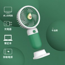 DFMEI 迷你手持小風扇USB充電靜音風扇便攜桌面手機支架風扇戶外可攜帶, 牛油果綠:如圖