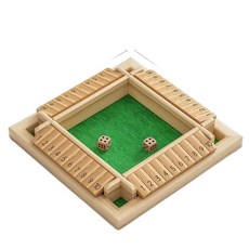 數字翻牌遊戲 益智桌遊 兒童親子互動 數學思維訓練, 天然松木 綠底數字翻牌棋 單色骰子, 1個