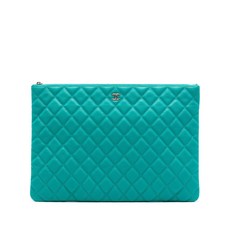 샤넬 중고 2016-2017 라지 퀼팅 캐비어 O 케이스 클러치