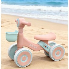 BABYCAR 四輪平衡滑步車,升級軟座,防摔防側翻, 1個, 粉色+車筐+靜音輪 無燈光音樂/硬座