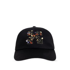 오프화이트 플로럴 자수 베이스볼 캡