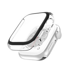 COMPLE Apple Watch 全透明曲面鋼化玻璃保護殼,防刮耐磨,高清透亮,完美貼合, 1個