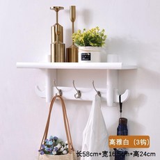 掛衣架壁掛置物架 實木臥室衣帽鉤 門後多功能掛衣鉤, 1個, 升級版白色3鉤