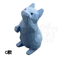 YELL 轉蛋 角角雕刻貓 全6款 貓咪 雕像 公仔 擺件【M.M小舖】, C款/藍貓2J111, 1個