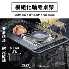 TerraForge 模組化輪胎桌架 快拆快裝 扁平收納, 黑色