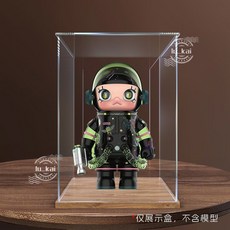 公仔展示盒 適用於泡泡瑪特 Molly 400% 附燈款, 1個, 金橡木色底座開門款,400%:25x25x35cm(僅展示盒