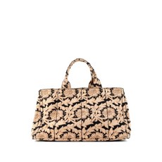 프라다 중고 카나파 프린트 캔버스 라지 토트 백