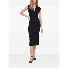 DKNY V넥 사이드 슬릿 드레스