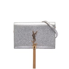 생 로랑 중고 2017 Metallic Calfskin Monogram Kate Tassel Wallet on Chain crossbody bag