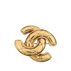 샤넬 중고 1950-1970 골드 도금 CC 퀼팅 코스튬 브로치