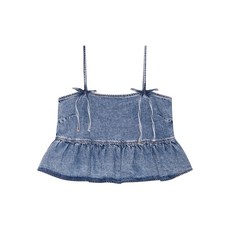 가니 로고 디테일 데님 탑