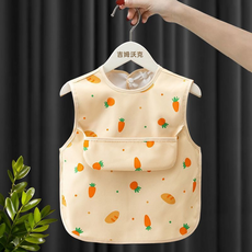 GUEFOON 嬰幼兒防水輔食立體接食, 1個, 1個裝, 蔬果派對(無袖):90碼(3092)