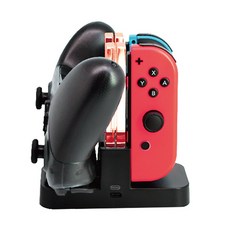 適用於 Nintendo Switch TNS-879 遙控手把充電座, 黑色, 1個, 遙控手把炫彩充電器 TNS-879