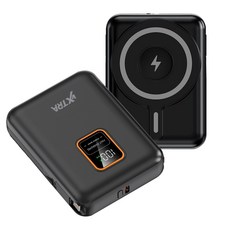 VXTRA 10000mAh行動電源 自帶雙線 MagSafe磁吸無線快充 20W PD快充 電量顯示 台灣製, 霧黑