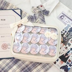 AOSIRUI 學院風 透明展示包 單肩斜背包 PU皮動漫周邊收納包, 白色【無扎板】,【標準款】, 1個