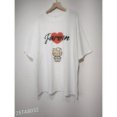 厚磅純棉 Oversize oversize質感推薦款 愛心凱蒂圖案 T恤, 1個, 藍