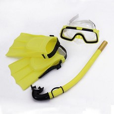 潛水鏡 呼吸管 腳蹼 浮潛三寶 乾式 snorkelling 裝備, 小童套裝黃色