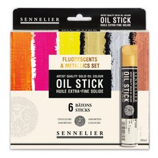 SENNELIER Oil Stick 油畫棒 專家級 螢光金屬 6色套組, 1個