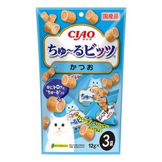 CIAO 啾嚕 迷你捲心塊 貓餅乾 美味貓零食, 3個, 鰹魚, 12g, 正常效期