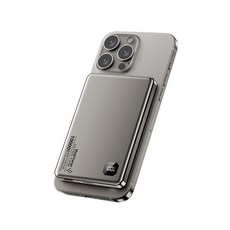 MagCharge 磁吸無線充電行動電源 10000mAh iPhone 15 Pro 專用 超薄便攜, 鈦金, ST-01 MAX