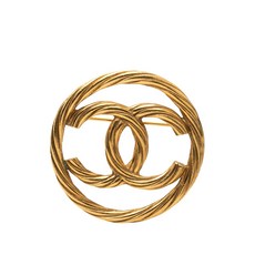 샤넬 중고 1950-1970 CC 골드 도금 라운드 코스튬 브로치