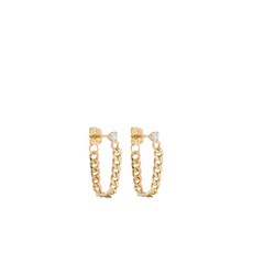 조이치코 14K 옐로 골드 커브 체인 다이아몬드 이어링