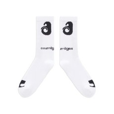 꾸레쥬 로고 디테일 골지 양말