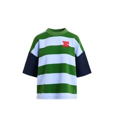 에센셜앤트워프 스트라이프 패턴 자수 디테일 스웨트셔츠