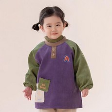 寶寶長袖罩衣防水吃飯圍兜兒童羽絨服防髒護衣倒褂按扣反穿衣 副廠商品, 1個, 鈴蘭紫B,110碼 按寶寶穿的棉服尺碼拍, 鈴蘭紫B