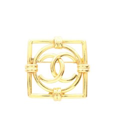 샤넬 중고 1980-1990 골드 도금 CC 스퀘어 코스튬 브로치