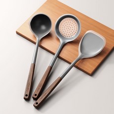 硅膠鍋鏟湯勺漏勺套裝 食品級耐高溫, 1個, 加長防燙防油濺 透明鍋剷+湯勺+漏勺, 接觸麵 0色素 添加 奶嘴級硅膠