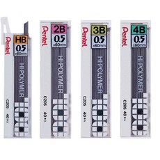 Pentel 飛龍 C205 0.5mm自動鉛筆芯 10筒/盒裝,滑順不易斷裂,學生辦公繪圖適用, 1個裝, 4B (10筒/盒裝), 0.5mm