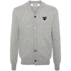 꼼데가르송플레이 하트 로고 패치 V-넥 카디건
