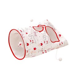 貓咪鑽袋子玩具 隧道響紙 雙球老鼠 趣味互動, 草莓奶兔, 1個