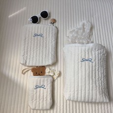 韓國 ins風 蝴蝶結刺繡媽咪包三件套