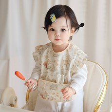 YYTY 嬰兒防水吃飯圍兜, 松鼠兔熊, 1個, 1個裝