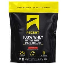 Ascent 乳清原始蛋白混合草莓, 1個, 775g
