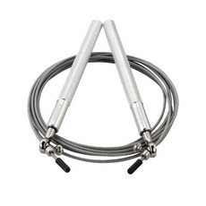 Aolikes奧力克斯專業跳繩 鋼絲包膠可調節長度 軸承跳繩 戰鬥健身專用鋼絲繩, 1個, 銀色手把-銀色線