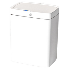 智能感應垃圾桶 密封防臭 大容量 靜音緩降, 15L-米白(電池款)