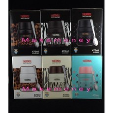 THERMOS 膳魔師 不鏽鋼真空保溫食物燜燒罐 附湯匙, 1個, 夢幻樂園-粉綠, 豹紋