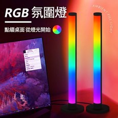 rgb 拾音燈 節奏燈 電競燈 墻角燈 音樂律動 裝飾燈, 42cm桌面氣氛燈_兩隻【基礎款】