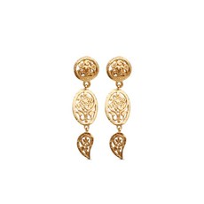 샤넬 중고 1995 CC 로고 플로럴 드롭 이어링