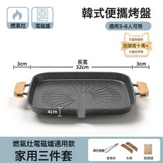 DFMEI 烤肉盤家用烤肉卡式爐烤盤不粘鍋電火雙用韓式煎烤盤戶外雙耳烤盤, 1個