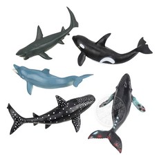 台灣出24H開發票 5入海洋鯨豚鯊魚模型(中型)(軟材質)(安全塑料)(HY8006) 海豚 鯊魚 藍鯨 鯨鯊 玩具, 1個