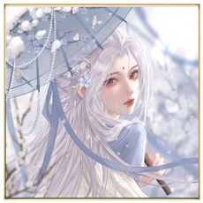 DIY鑽石畫自貼滿鑽古風精緻女孩唯美客廳臥室裝飾鑽石繡 鑽石貼畫 客廳掛畫 鑽石貼畫 畫 鑽石畫 貼鑽畫 貼鑽, 1個, B款,畫布尺寸30X30+工具包