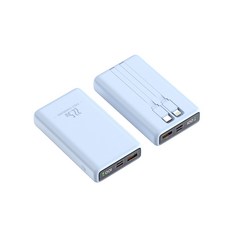 DONNENG 25000mAh 快充行動電源 22.5W 自帶線 數字顯示, 藍色-25000mAh, 機身外觀標示Wh&CCC標識