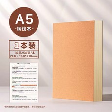 A5 橫線筆記本 256頁 加厚紙張 得力牌, 1個, 128張