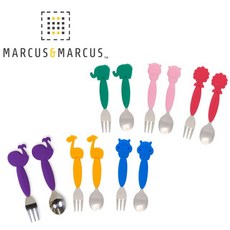 Marcus&Marcus 動物樂園不鏽鋼叉匙餐具組, 1個, 河馬(藍)