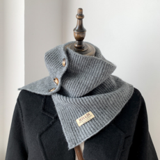 HILLDI 羊毛圍巾 假領 鈕扣設計 多用途 韓式風格