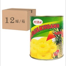 FUDA 富達 迷你鳳梨片830g 鳳梨罐頭/鳳梨切片 開罐即食 烘培點心/蛋糕裝飾/果凍飲品 現貨供應, 830g, 12個, 迷你鳳梨片830g/罐
